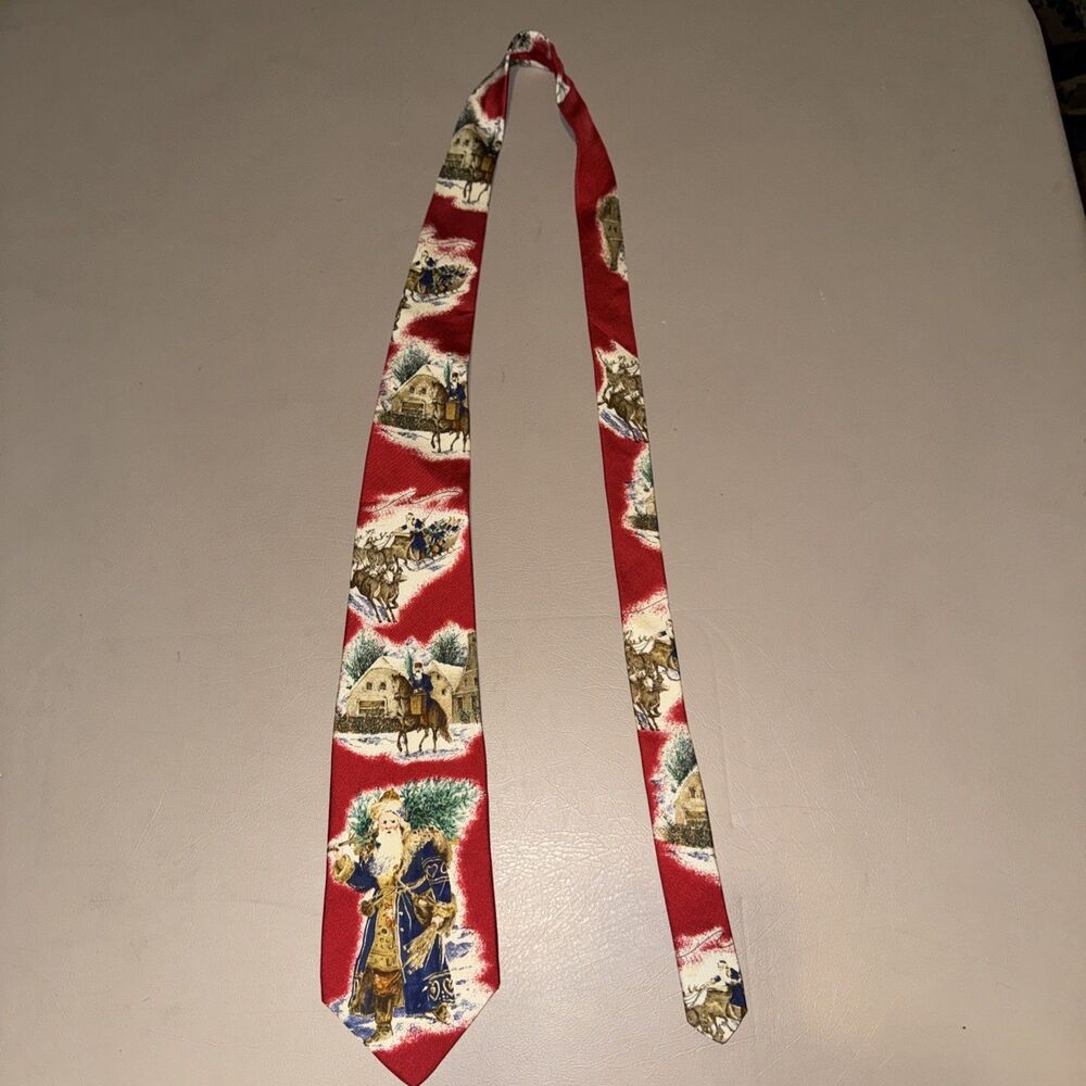 Robert Talbott Men’s Tie Red Christmas Sleigh